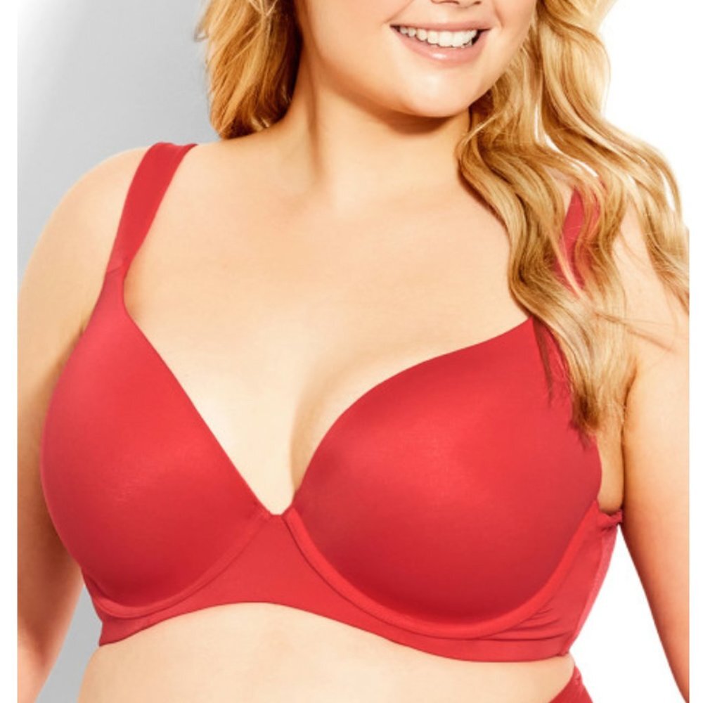 Avenue Body Red Rose Fashion Plunge Underwire Bra 50DDD NWT